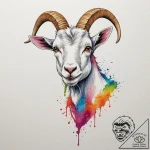 Goat, tattoo flash sheet design, watercolor t… – tattoo sketch (№1754927456_0, 11.08.2025 15:50) — tattoovalue.net