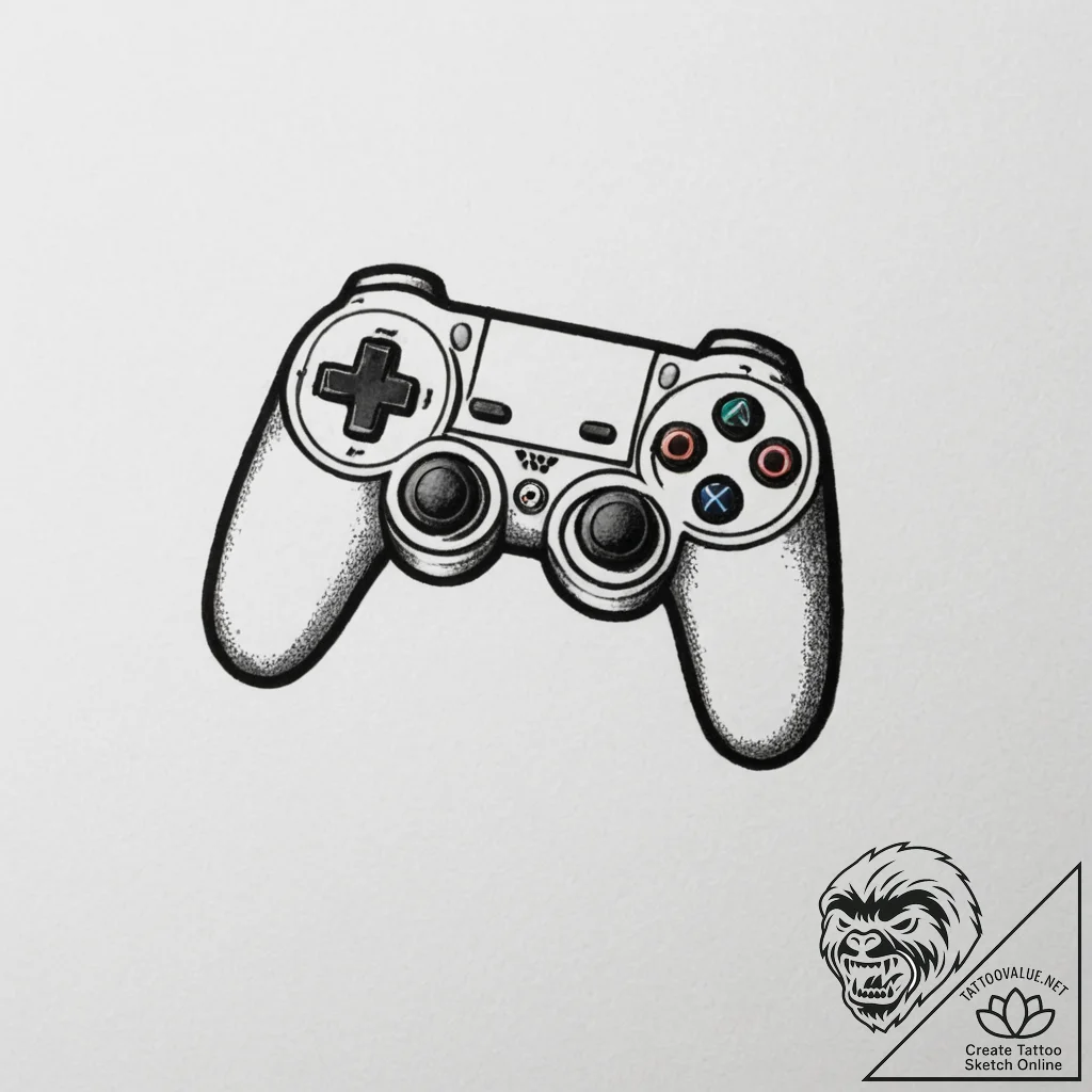 Tattoo sketch a gaming console in standby mod... - tattoo sketch (№1754929079_0, 11.08.2025 16:17) — tattoovalue.net