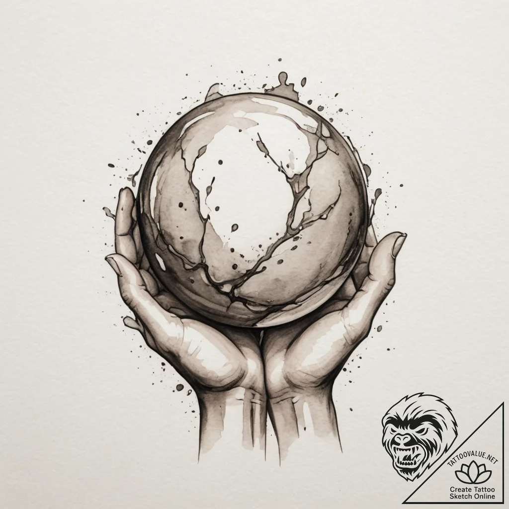 Tattoo design a hand holding a glowing orb of... - tattoo sketch (№1754929478_0, 11.08.2025 16:24) — tattoovalue.net