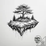 A floating island with a single tree – tattoo sketch (№1754930304_0, 11.08.2025 16:38) — tattoovalue.net