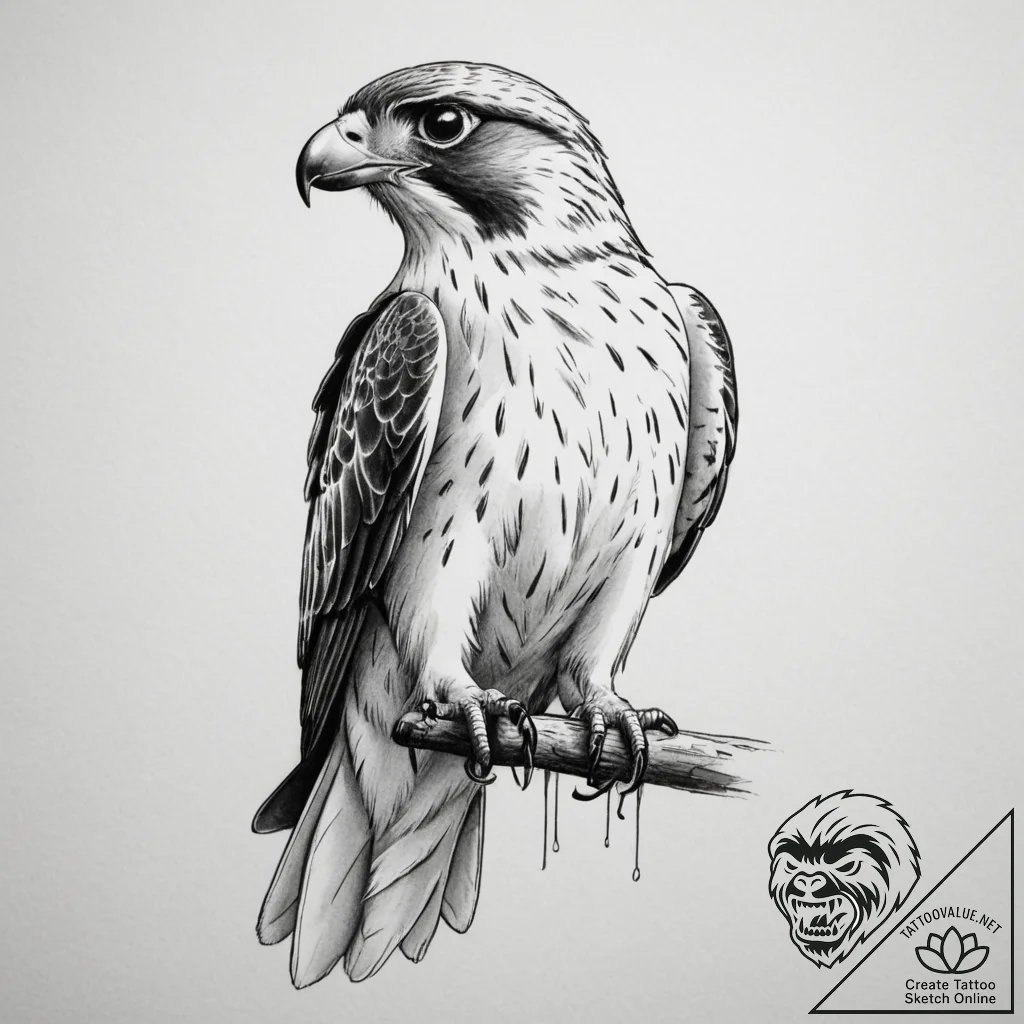 Falcon, artistic tattoo sketch, on a clean wh... - tattoo sketch (№1754931106_0, 11.08.2025 16:51) — tattoovalue.net