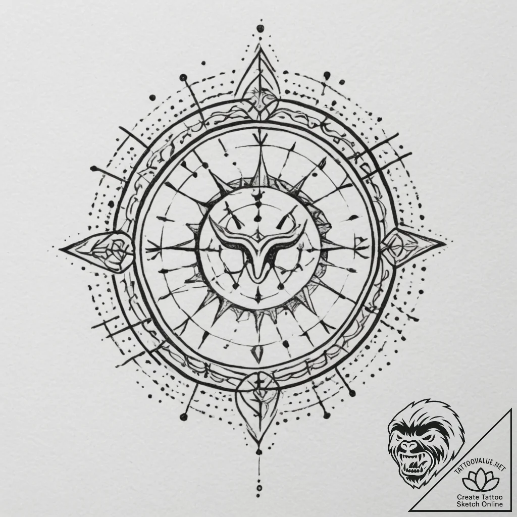 Tattoo sketch a blackwork outline of a zodiac... - tattoo sketch (№1754932498_0, 11.08.2025 17:14) — tattoovalue.net