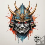 A samurai warrior’s helmet (kabuto), tattoo l… – tattoo sketch (№1754934475_0, 11.08.2025 17:47) — tattoovalue.net