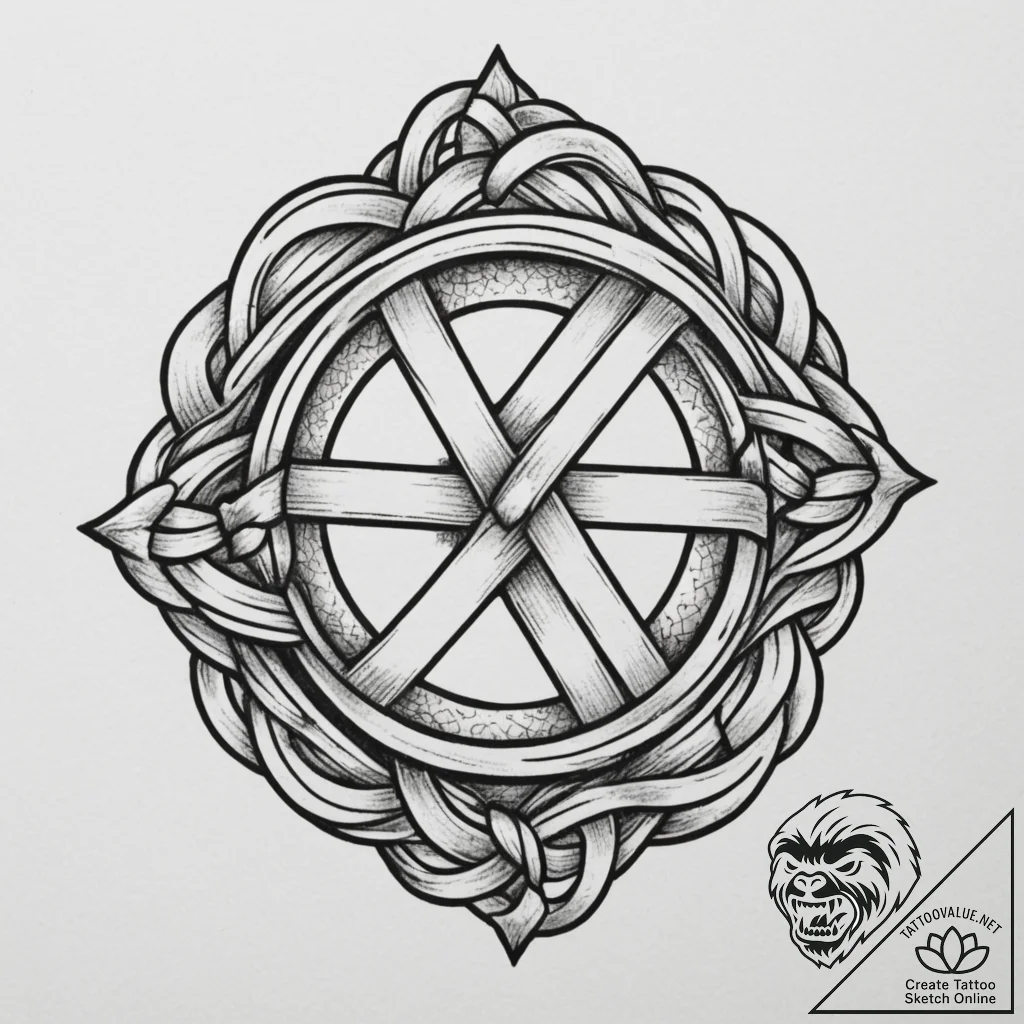 Tattoo sketch a strong, defensive knot or int... - tattoo sketch (№1754934673_0, 11.08.2025 17:51) — tattoovalue.net