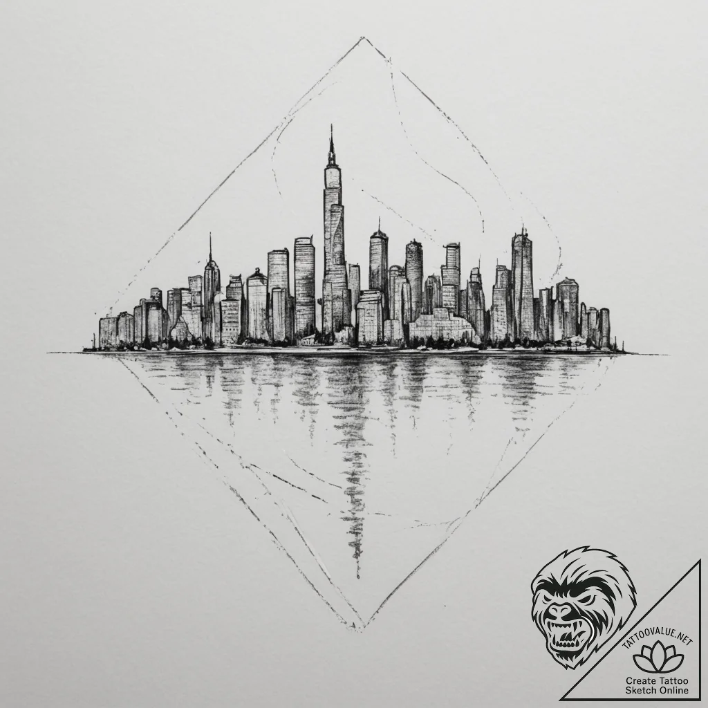 A blurred, abstract photo of city lights at n... - tattoo sketch (№1754934869_0, 11.08.2025 17:54) — tattoovalue.net