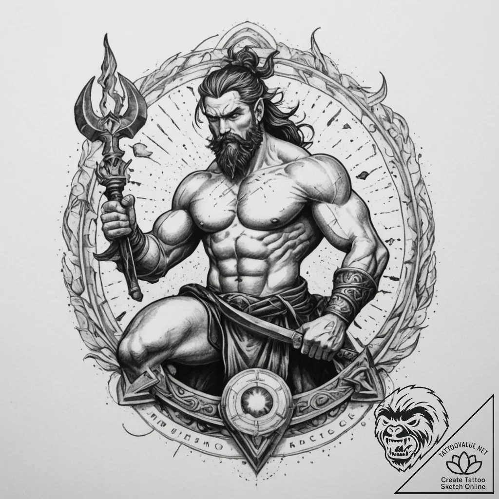 Tattoo sketch: svarog depicted as a celestial... - tattoo sketch (№1754935266_0, 11.08.2025 18:01) — tattoovalue.net