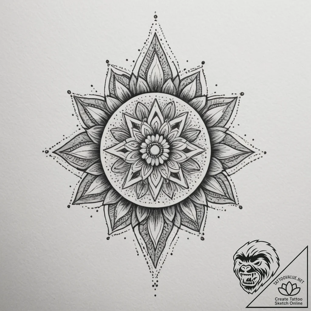 Tattoo sketch a warm, golden glow radiating f... - tattoo sketch (№1754935464_0, 11.08.2025 18:04) — tattoovalue.net