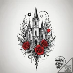 Church, tattoo flash sheet design, trash polk… – tattoo sketch (№1754935861_0, 11.08.2025 18:11) — tattoovalue.net
