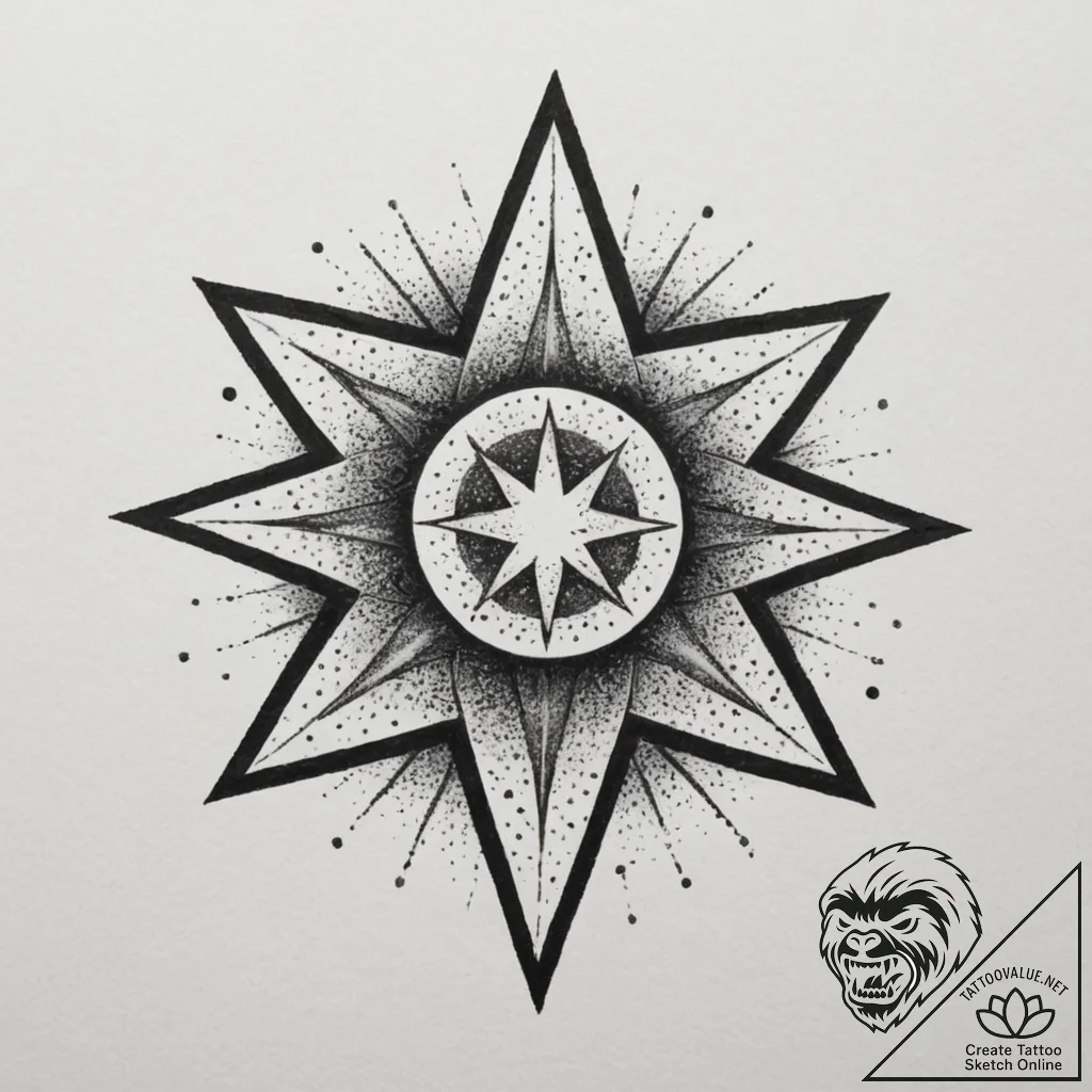 Tattoo design 'power up' with a glowing star... - tattoo sketch (№1754937046_0, 11.08.2025 18:30) — tattoovalue.net