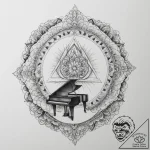 A person playing a grand piano in an empty co… – tattoo sketch (№1754938432_0, 11.08.2025 18:53) — tattoovalue.net