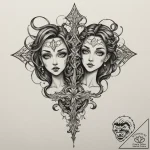 Tattoo sketch gemini twins, one made of light… – tattoo sketch (№1754938630_0, 11.08.2025 18:57) — tattoovalue.net