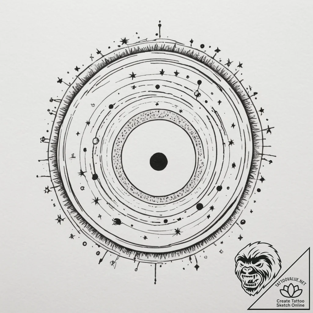 Tattoo design an abstract black hole from whi... - tattoo sketch (№1754939226_0, 11.08.2025 19:07) — tattoovalue.net
