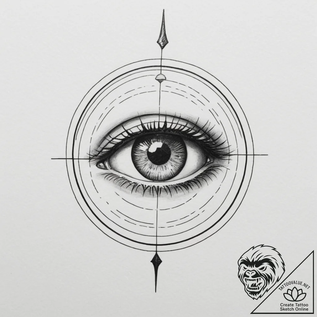 Tattoo sketch a focused eye with a target ret... - tattoo sketch (№1754940210_0, 11.08.2025 19:23) — tattoovalue.net