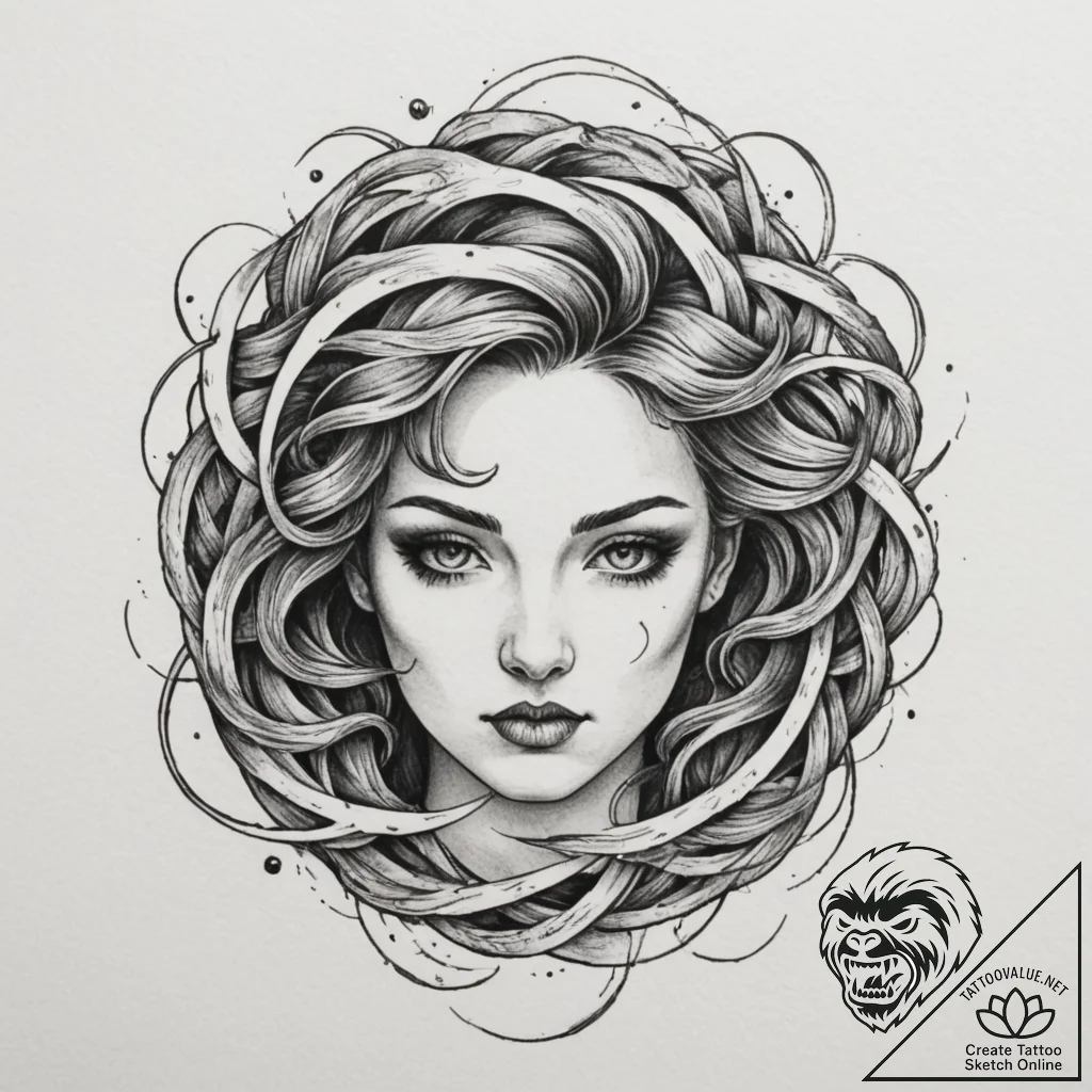 Tattoo sketch gemini faces dissolving into a... - tattoo sketch (№1754940408_0, 11.08.2025 19:26) — tattoovalue.net