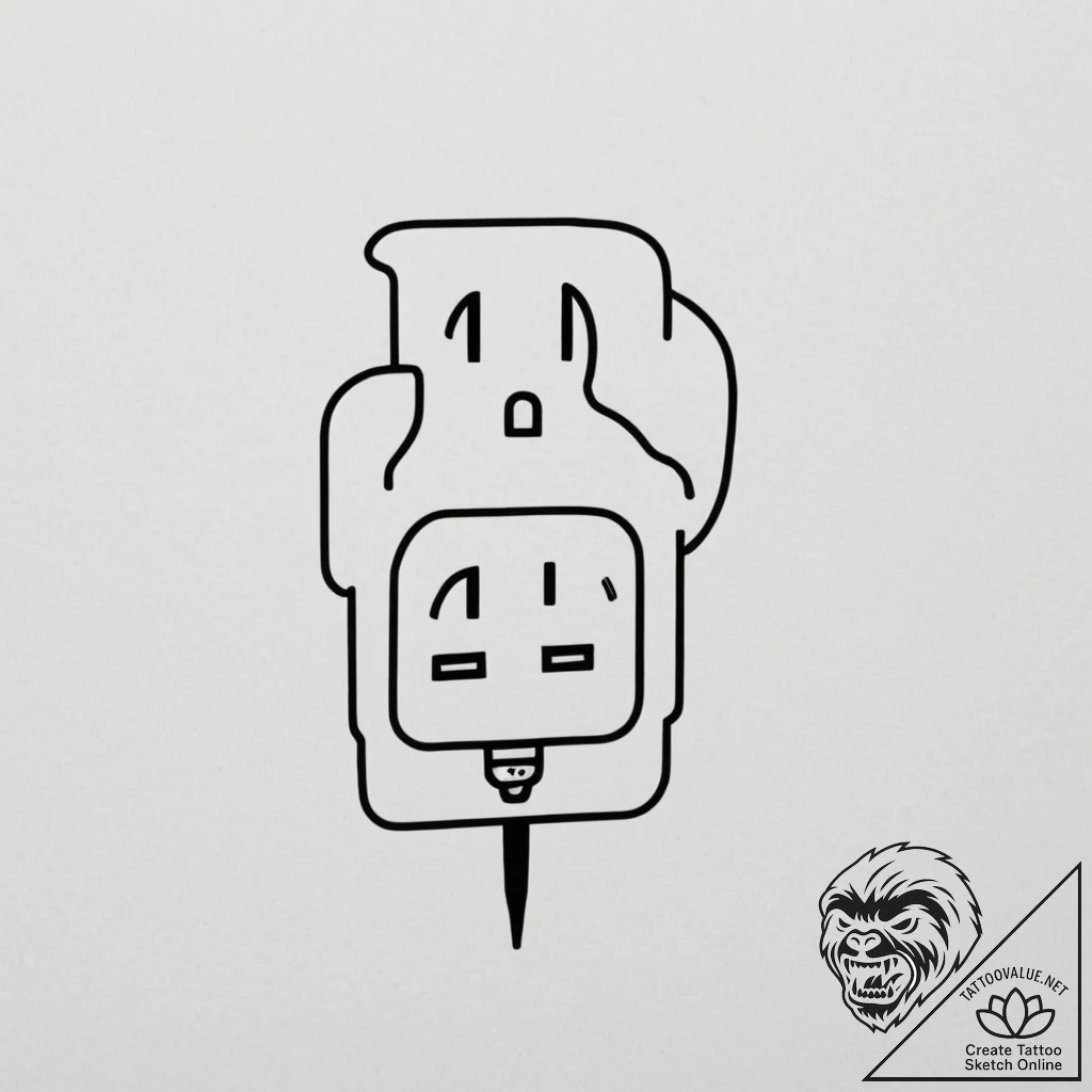 Tattoo design a simple "plug and socket" symb... - tattoo sketch (№1754940802_0, 11.08.2025 19:33) — tattoovalue.net