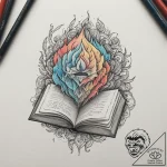 Tattoo design a heavy, ancient book, symboliz… – tattoo sketch (№1754941198_0, 11.08.2025 19:39) — tattoovalue.net