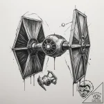 A tie fighter, tattoo flash sheet design, new… – tattoo sketch (№1754941596_0, 11.08.2025 19:46) — tattoovalue.net