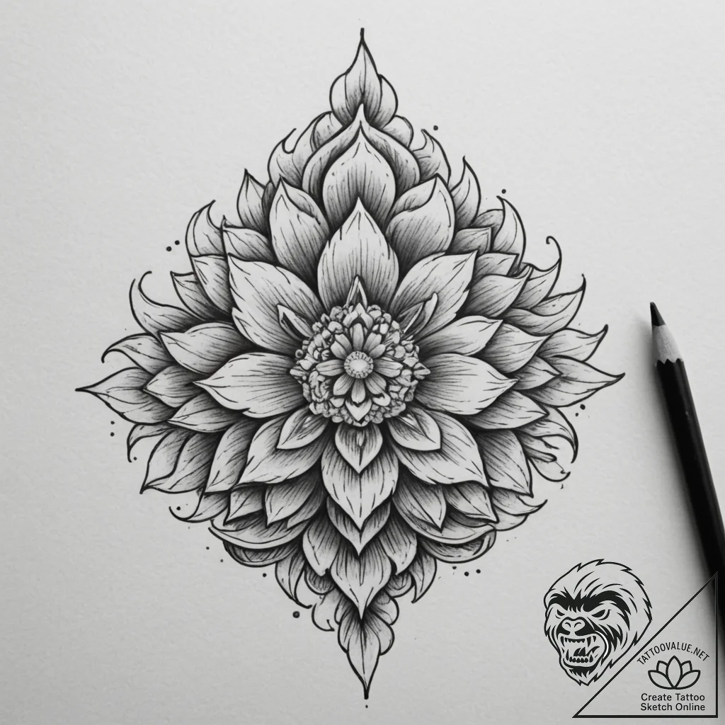 Mantras, concept art for tattoo, rough sketch... - tattoo sketch (№1754942782_0, 11.08.2025 20:06) — tattoovalue.net