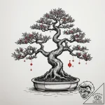 Bonsai, tattoo line art, on a clean white pap… – tattoo sketch (№1754945799_0, 11.08.2025 20:56) — tattoovalue.net