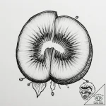 A close-up of a slice of kiwi, showing its in… – tattoo sketch (№1754945996_0, 11.08.2025 20:59) — tattoovalue.net