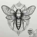 A cicada with its shell, tattoo drawing outli… – tattoo sketch (№1754946200_0, 11.08.2025 21:03) — tattoovalue.net
