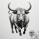 Tattoo design a taurus bull’s silhouette in s… – tattoo sketch (№1754946602_0, 11.08.2025 21:10) — tattoovalue.net