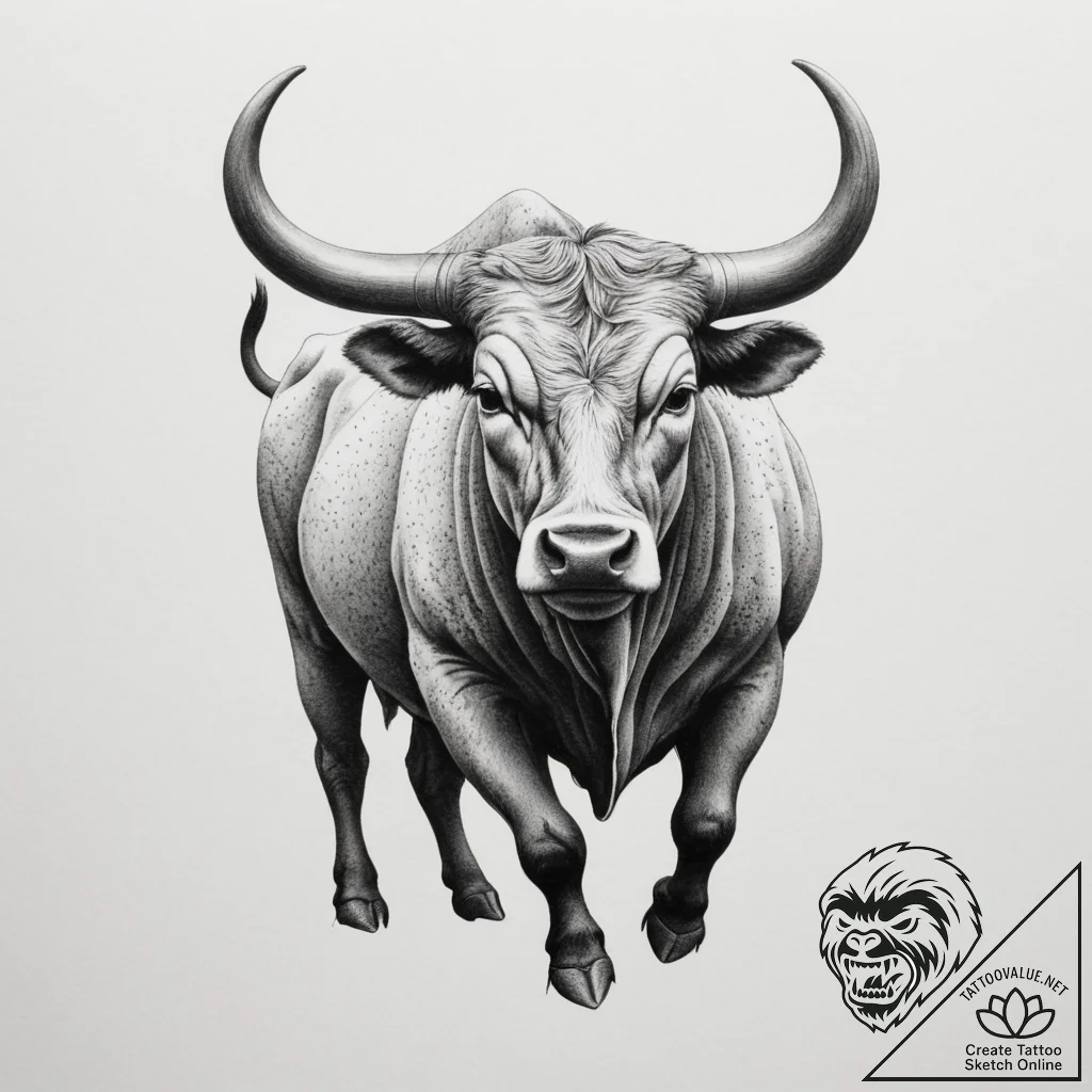 Tattoo design a taurus bull's silhouette in s... - tattoo sketch (№1754946602_0, 11.08.2025 21:10) — tattoovalue.net