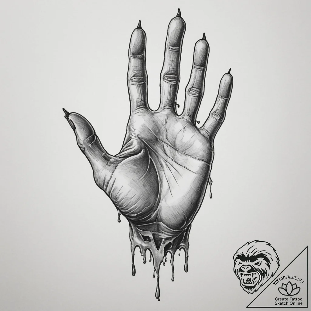 Tattoo design a zombie's decaying hand reachi... - tattoo sketch (№1754947400_0, 11.08.2025 21:23) — tattoovalue.net