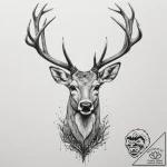 A deer with antlers made of dead branches and… – tattoo sketch (№1754947599_0, 11.08.2025 21:26) — tattoovalue.net