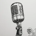 A close-up of a microphone in a recording stu… – tattoo sketch (№1754948001_0, 11.08.2025 21:33) — tattoovalue.net