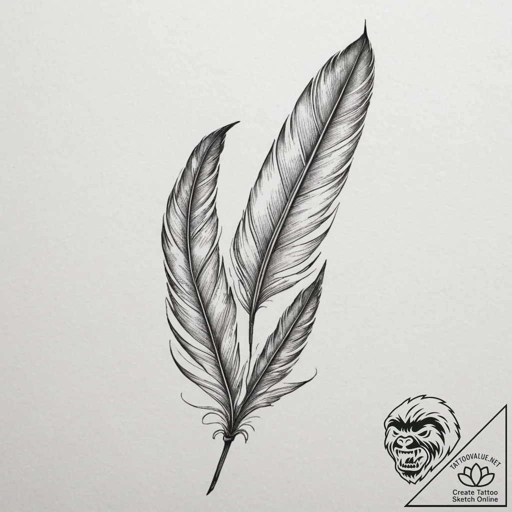 Tattoo sketch a delicate feather., tattoo fla... - tattoo sketch (№1754949787_0, 11.08.2025 22:03) — tattoovalue.net