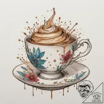 Tattoo sketch a stylized teacup with a whimsi… – tattoo sketch (№1754951178_0, 11.08.2025 22:26) — tattoovalue.net