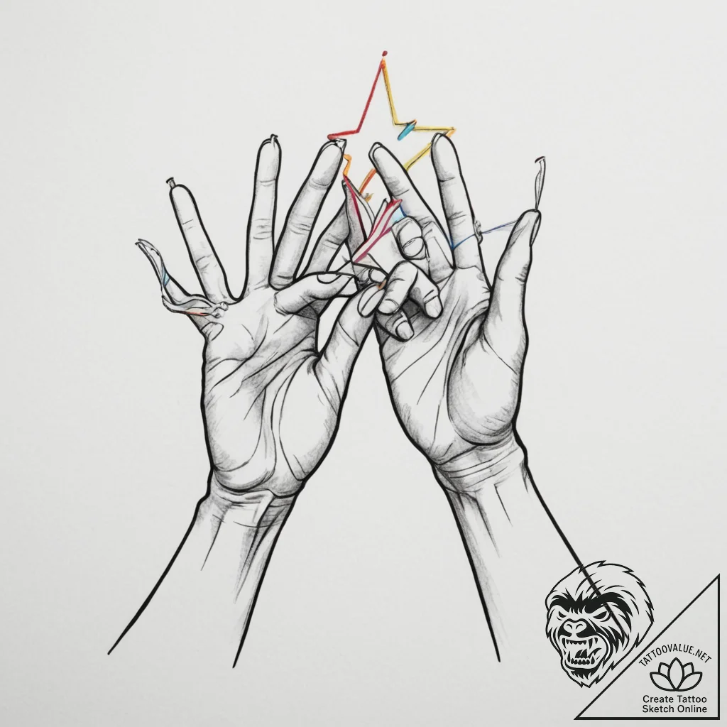 Tattoo sketch two hands reaching for the same... - tattoo sketch (№1754951584_0, 11.08.2025 22:33) — tattoovalue.net