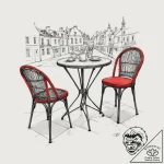 A charming parisian street cafe, with wicker… – tattoo sketch (№1754951988_0, 11.08.2025 22:39) — tattoovalue.net