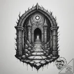 Tattoo sketch a fantasy dungeon entrance with… – tattoo sketch (№1754952387_0, 11.08.2025 22:46) — tattoovalue.net