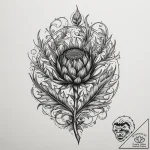 Tattoo design a thistle, prickly and resilien… – tattoo sketch (№1754952592_0, 11.08.2025 22:49) — tattoovalue.net