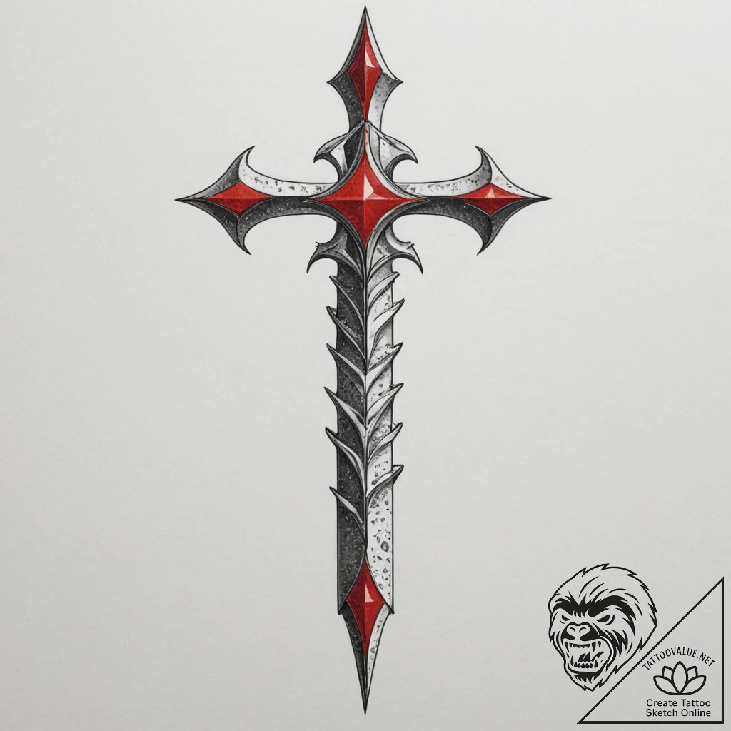 Excalibur in the stone, artistic tattoo sketc... - tattoo sketch (№1754952991_0, 11.08.2025 22:56) — tattoovalue.net