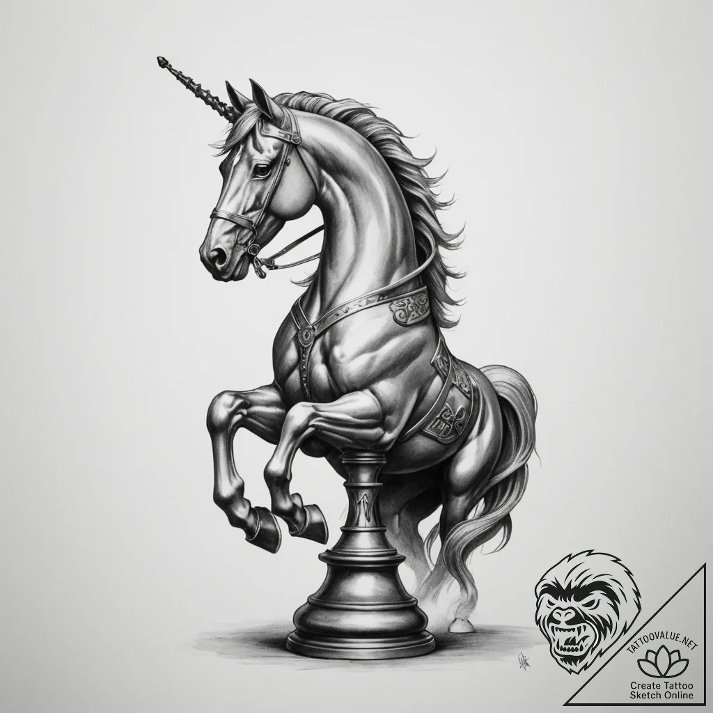 Tattoo sketch a knight's chess piece (horse),... - tattoo sketch (№1754953392_0, 11.08.2025 23:03) — tattoovalue.net