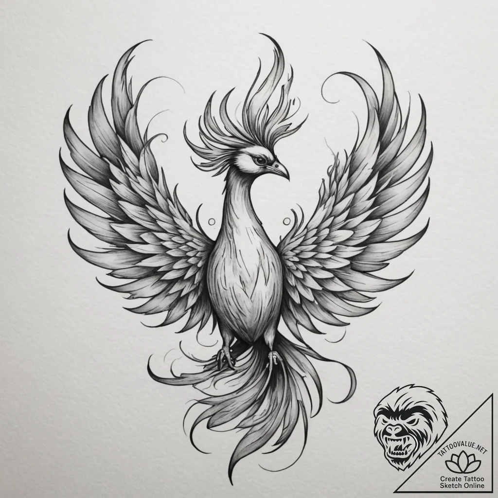 Tattoo design a watercolor phoenix, ethereal... - tattoo sketch (№1754953594_0, 11.08.2025 23:06) — tattoovalue.net