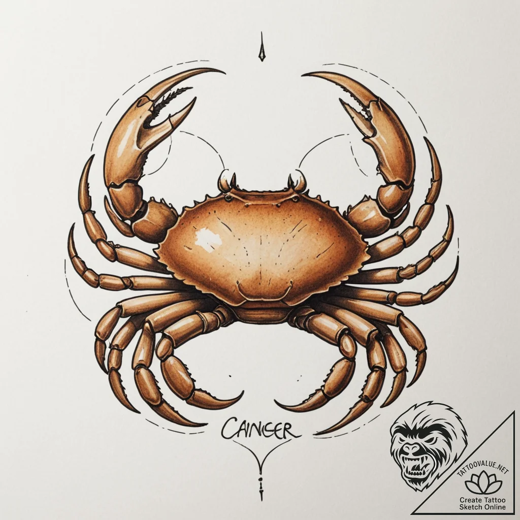 Tattoo design a minimalist cancer crab, its s... - tattoo sketch (№1754954191_0, 11.08.2025 23:16) — tattoovalue.net