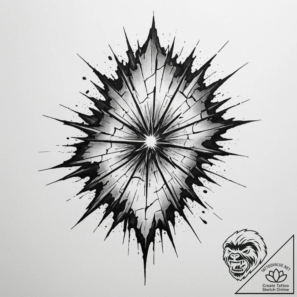 Tattoo design a shattered screen effect with... - tattoo sketch (№1754954388_0, 11.08.2025 23:19) — tattoovalue.net
