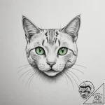 A close-up of a cat’s vibrant green eye., tat… – tattoo sketch (№1754954784_0, 11.08.2025 23:26) — tattoovalue.net