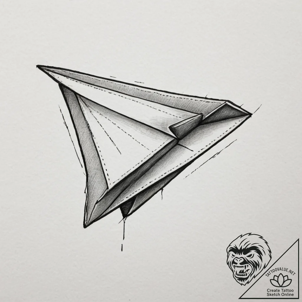 Paper airplane, tattoo sketch design, new sch... - tattoo sketch (№1754955186_0, 11.08.2025 23:33) — tattoovalue.net