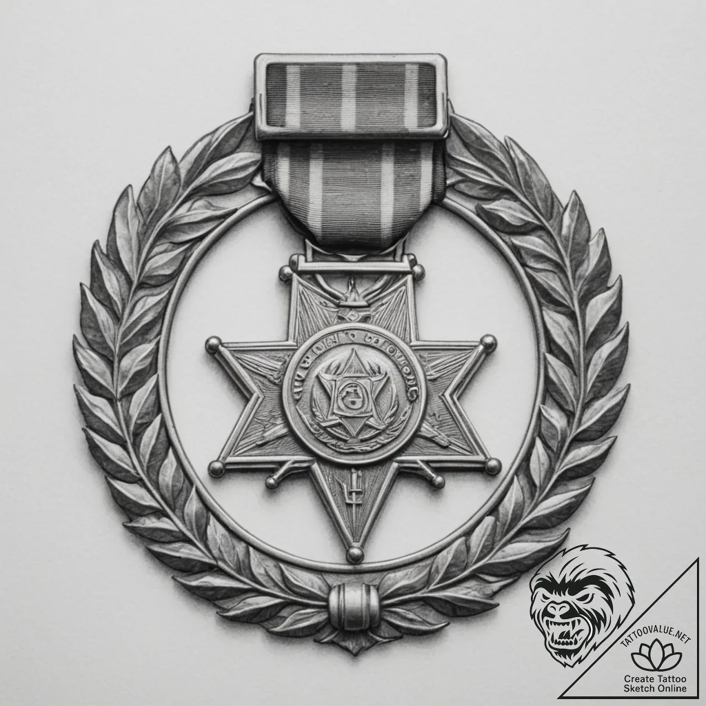 Tattoo design a medal of honor or a significa... - tattoo sketch (№1754955588_0, 11.08.2025 23:39) — tattoovalue.net