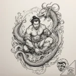 A shot of a pearl diver at work., ink illustr… – tattoo sketch (№1754956597_0, 11.08.2025 23:56) — tattoovalue.net