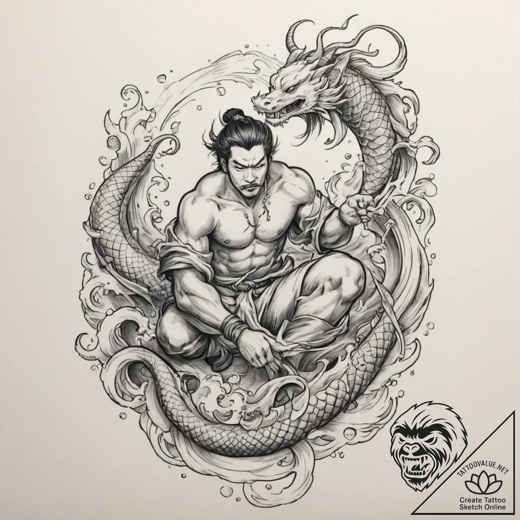 A shot of a pearl diver at work., ink illustr... - tattoo sketch (№1754956597_0, 11.08.2025 23:56) — tattoovalue.net