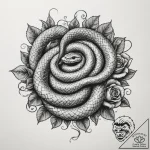 A detailed shot of a coiled snake., ink illus… – tattoo sketch (№1754956797_0, 11.08.2025 23:59) — tattoovalue.net