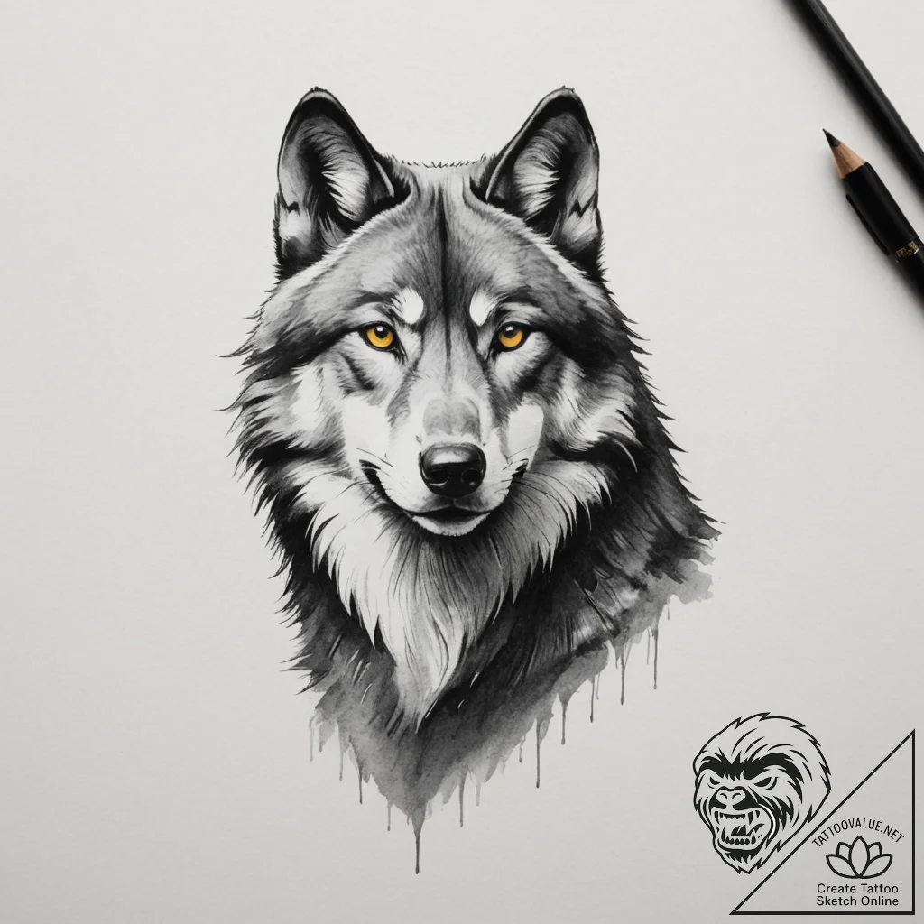Black wolf - tattoo sketch (№1754958185_0, 12.08.2025 00:23) — tattoovalue.net