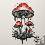 Tattoo sketch a power-up mushroom with a psyc… – tattoo sketch (№1754958775_0, 12.08.2025 00:32) — tattoovalue.net