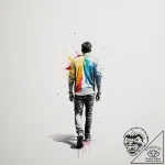 A cinematic shot of a person walking away dow… – tattoo sketch (№1754959573_0, 12.08.2025 00:46) — tattoovalue.net